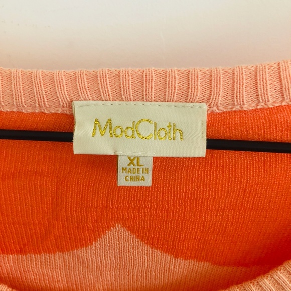 Modcloth Coral Pink Scallop Cardigan Sweater XL - Picture 4 of 6